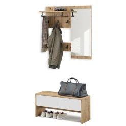Garderobe Selena Weiß/Artisan 90 x 40 cm 4 Teile Vicco