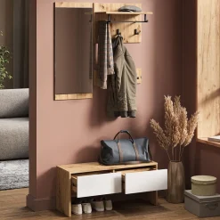 Garderobe Selena Weiß/Artisan 90 x 40 cm 4 Teile Vicco