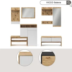 Garderobe Selena Weiß/Artisan 90 x 40 cm 4 Teile Vicco