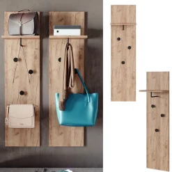 Garderobe Siri Goldkraft Eiche Set mit 2 Wandgarderoben Vicco