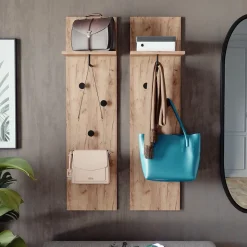 Garderobe Siri Goldkraft Eiche Set mit 2 Wandgarderoben Vicco