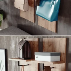 Garderobe Siri Goldkraft Eiche Set mit 2 Wandgarderoben Vicco