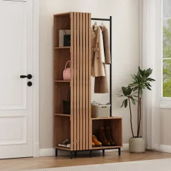 Garderobe Zinto Goldkraft Eiche 80 x 187 cm mit 5 Ablagefächern Vicco