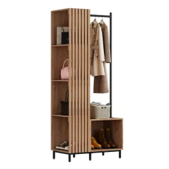 Garderobe Zinto Goldkraft Eiche 80 x 187 cm mit 5 Ablagefächern Vicco