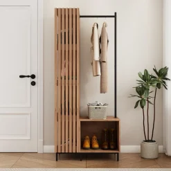 Garderobe Zinto Goldkraft Eiche 80 x 187 cm mit 5 Ablagefächern Vicco