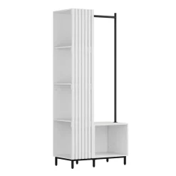 Garderobe Zinto Weiß 80 x 187 cm mit 5 Ablagefächern Vicco