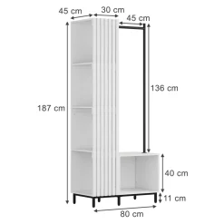 Garderobe Zinto Weiß 80 x 187 cm mit 5 Ablagefächern Vicco
