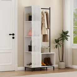 Garderobe Zinto Weiß 80 x 187 cm mit 5 Ablagefächern Vicco