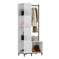 Garderobe Zinto Weiß 80 x 187 cm mit 5 Ablagefächern Vicco