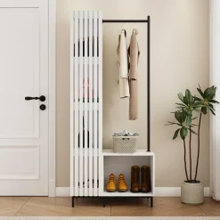 Garderobe Zinto Weiß 80 x 187 cm mit 5 Ablagefächern Vicco