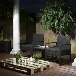 Gartenmöbel-Set Anthrazit 3 Teile, mit Tisch OK-Living