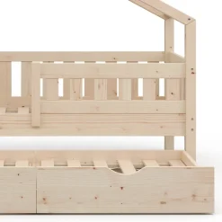 Hausbett Design Naturholz 80x160 cm mit Gästebett Vitalispa