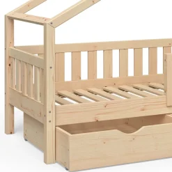 Hausbett Design Naturholz 80x160 cm mit 2 Schubladen Vitalispa