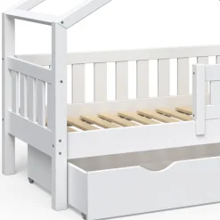 Hausbett Design Weiß 70x140 cm mit Schublade Vitalispa