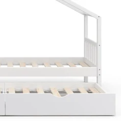 Hausbett Design Weiß 90x200 cm mit Gästebett Vitalispa