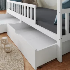 Hausbett Franka Weiß 90x200 cm mit 2 Schubladen Vitalispa