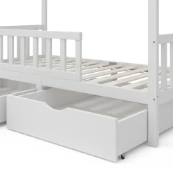 Hausbett Franka Weiß 90x200 cm mit 2 Schubladen Vitalispa