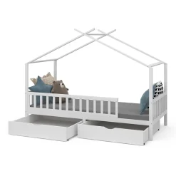 Hausbett Franka Weiß 90x200 cm mit 2 Schubladen Vitalispa