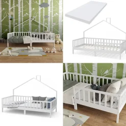 Hausbett Justus Weiß 90x200 cm mit Matratze Vitalispa