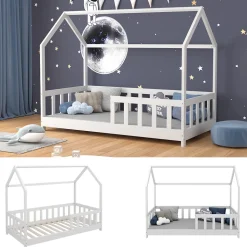 Hausbett Michelle Weiß 80x160 cm mit Rausfallschutz Vitalispa