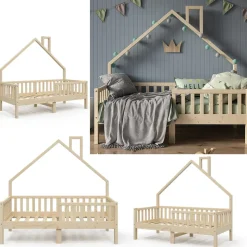 Hausbett Noemi Naturholz 80x160 cm Vitalispa