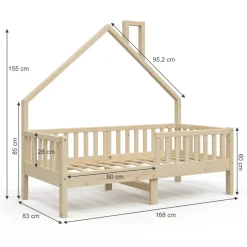 Hausbett Noemi Naturholz 80x160 cm Vitalispa