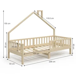 Hausbett Noemi Naturholz 90x200 cm Vitalispa