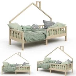 Hausbett Noemi Naturholz 90x200 cm Vitalispa