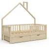 Hausbett Noemi Naturholz 80x160 cm mit 2 Schubladen Vitalispa
