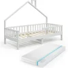 Hausbett Noemi Weiß 90x200 cm mit Matratze Vitalispa