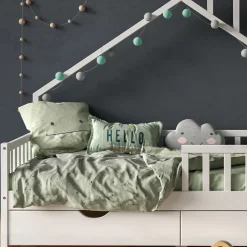 Hausbett Noemi Weiß 90x200 cm mit 2 Schubladen Vitalispa