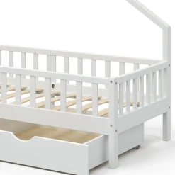 Hausbett Noemi Weiß 90x200 cm mit 2 Schubladen Vitalispa