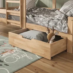 Hausbett Teddy Naturholz 90x200 cm mit Schublade Vitalispa