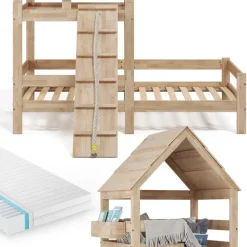 Hausbett Teddy Naturholz 90x200 cm mit Matratze Vitalispa