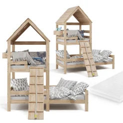 Hausbett Teddy Naturholz 90x200 cm mit Matratze Vitalispa