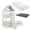 Hausbett Teddy Weiß 90x200 cm mit 2 Matratzen Vitalispa