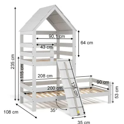 Hausbett Teddy Weiß 90x200 cm mit 2 Matratzen Vitalispa