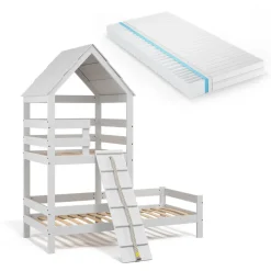 Hausbett Teddy Weiß 90x200 cm mit Matratze Vitalispa