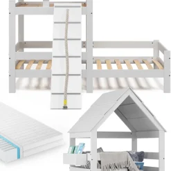 Hausbett Teddy Weiß 90x200 cm mit Matratze Vitalispa