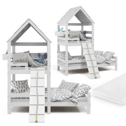 Hausbett Teddy Weiß 90x200 cm mit Matratze Vitalispa