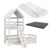 Hausbett Teddy Weiß 90x200 cm mit 2 Matratzen und Schublade Vitalispa
