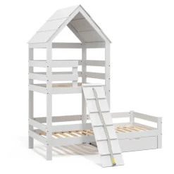 Hausbett Teddy Weiß 90x200 cm mit Schublade Vitalispa