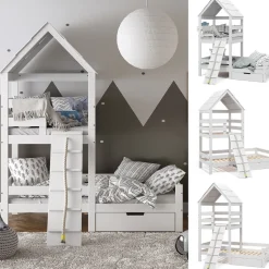 Hausbett Teddy Weiß 90x200 cm mit Schublade Vitalispa