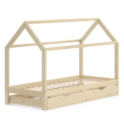 Hausbett Wiki Naturholz 90x200 cm mit Gästebett Vitalispa