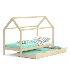 Hausbett Wiki Naturholz 90x200 cm mit Gästebett Vitalispa