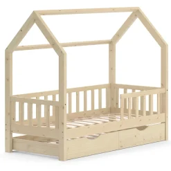 Hausbett Wiki Naturholz 80x160 cm mit Gästebett Vitalispa