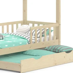 Hausbett Wiki Naturholz 80x160 cm mit Gästebett Vitalispa