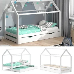 Hausbett Wiki Weiß 90x200 cm mit Gästebett Vitalispa