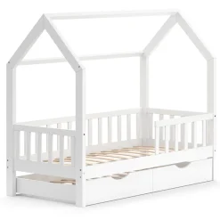 Hausbett Wiki Weiß 80x160 cm mit Gästebett Vitalispa