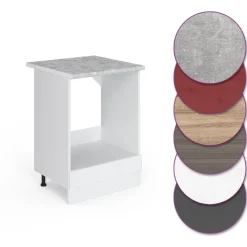 Herdumbauschrank R-Line Weiß Hochglanz 60 cm , AP Marmor Vicco